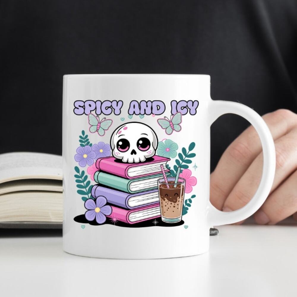 Spicy and Icy 15 oz Coffee Mug Funny Cute Gift Book Lover White Mug R43